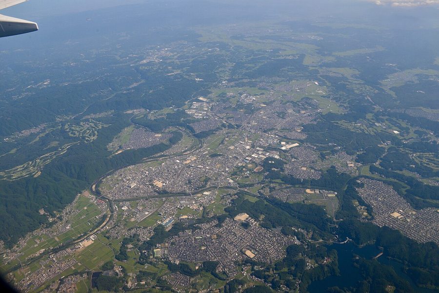 名張市中心部の空撮