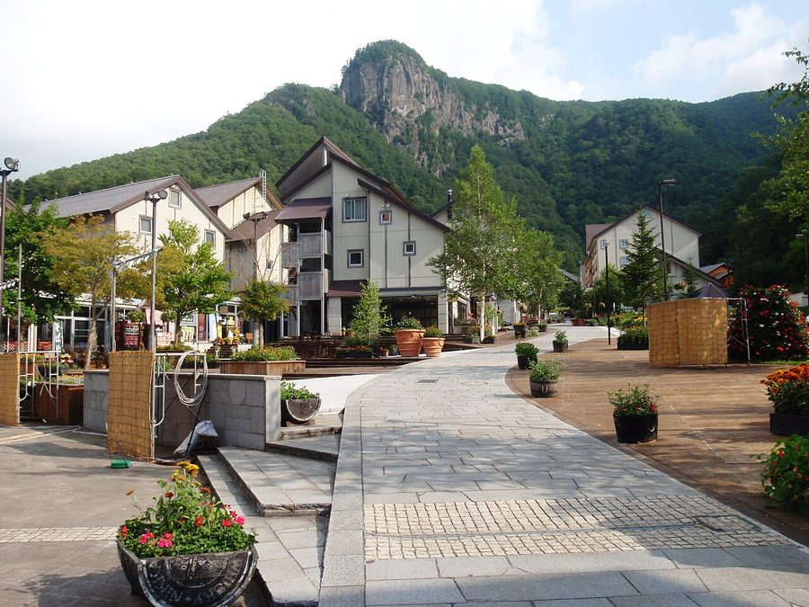 層雲峡温泉街のプロムナード