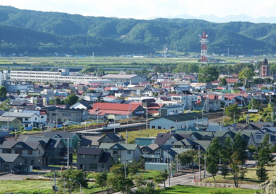 池田町の市街地を見渡した風景