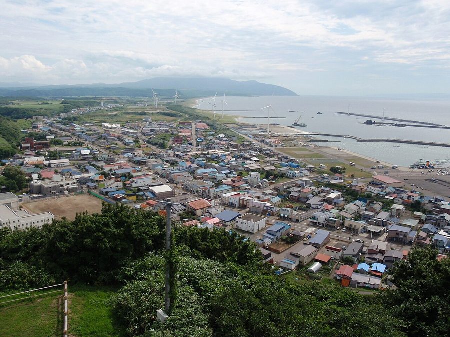 立象山展望台から見た瀬棚市街地