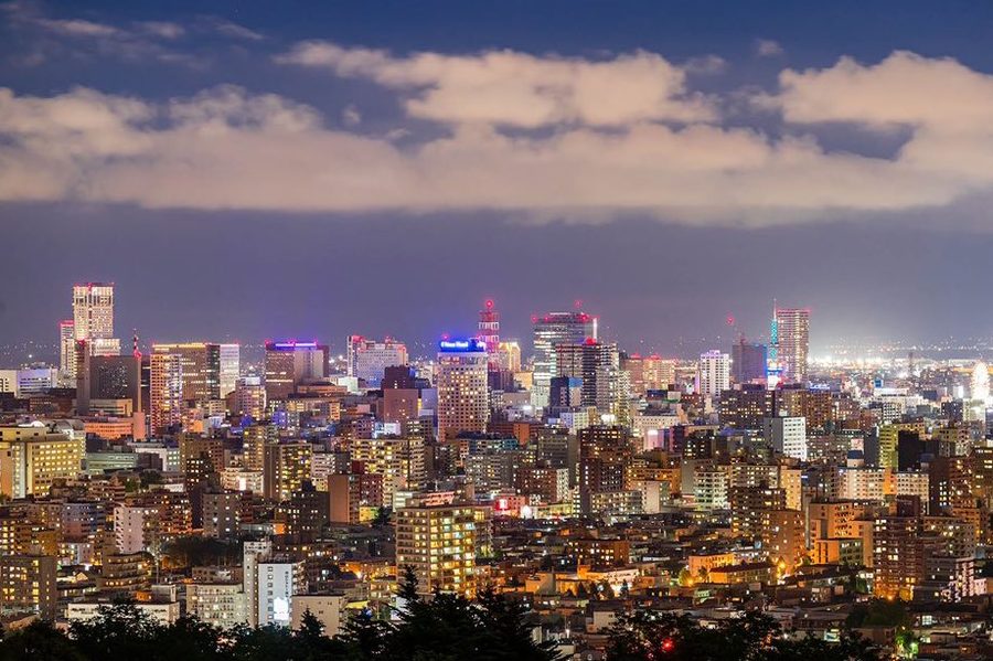 夜の札幌市街地