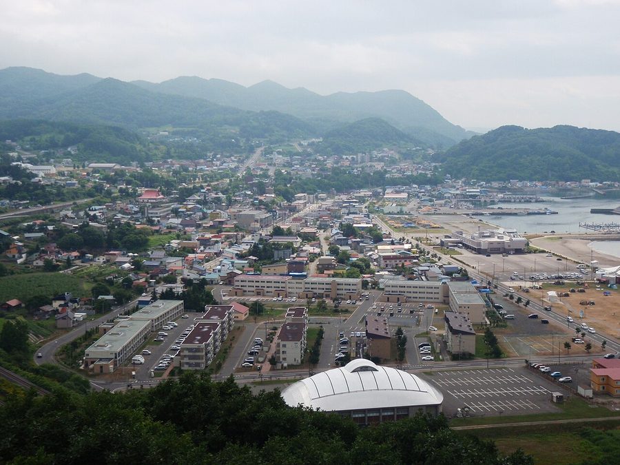 噴火湾展望公園から見た豊浦市街地
