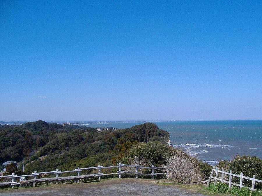 太東岬の高台から望む海岸線