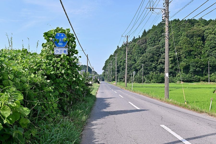 多古町次浦付近の千葉県道120号多古栗源線
