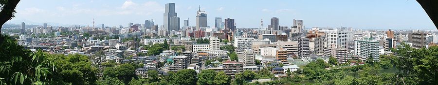 愛宕神社から望む仙台市街のパノラマ風景