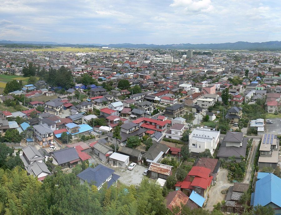 角田市街地の眺め