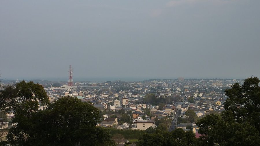 舞鶴公園から見た高鍋町の中心部