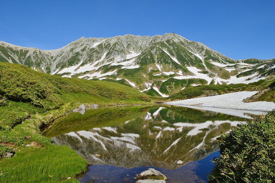 ミドリガ池越しに望む立山