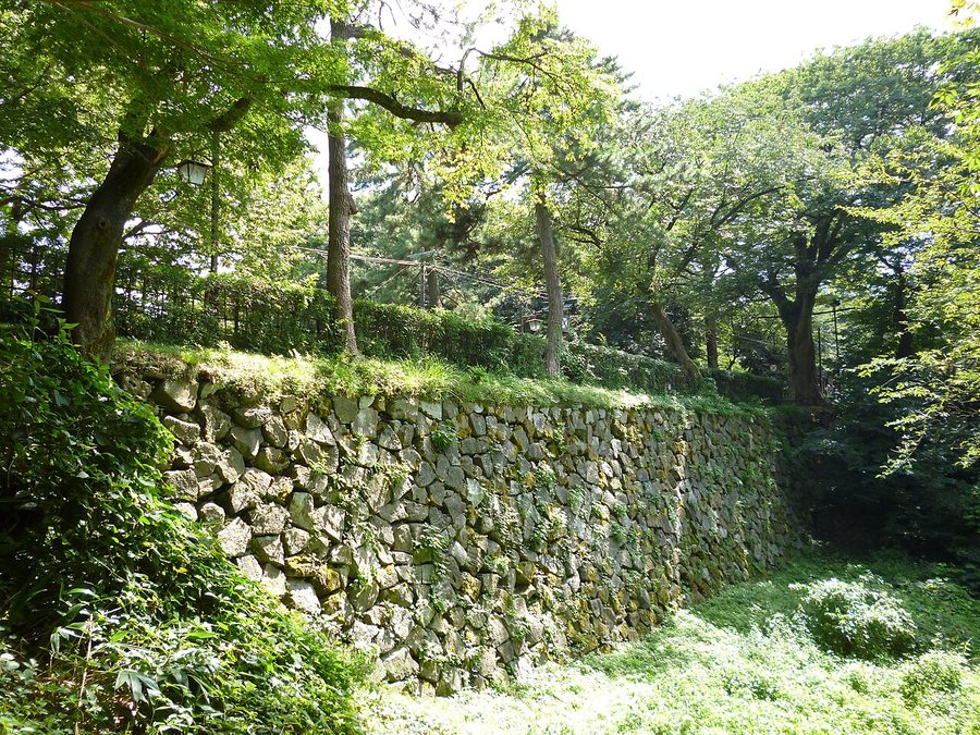 高岡城跡（高岡古城公園）の石垣と堀