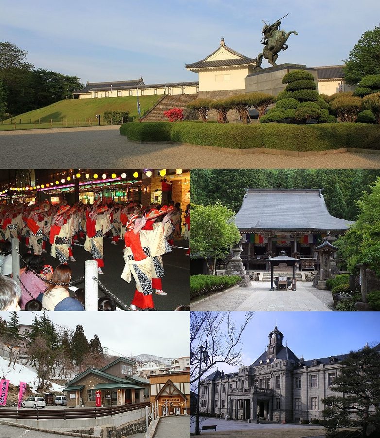山形市の名所を集めたモンタージュ画像