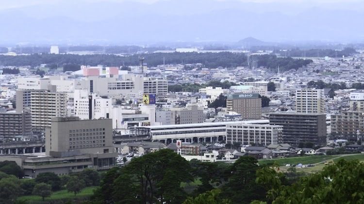 展望台から見た北上市街地の眺め