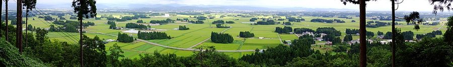 北上平野を一望するパノラマ