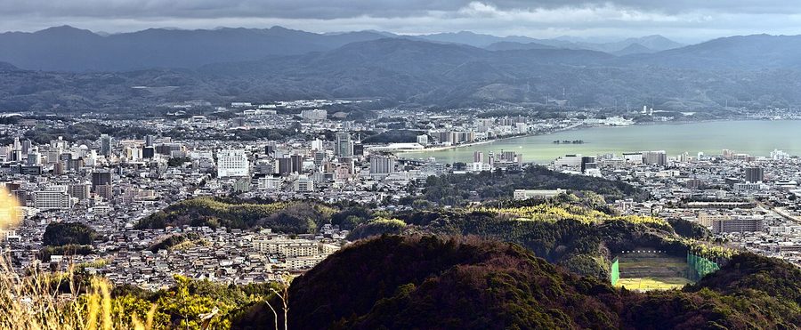 真山から望む松江市中心部