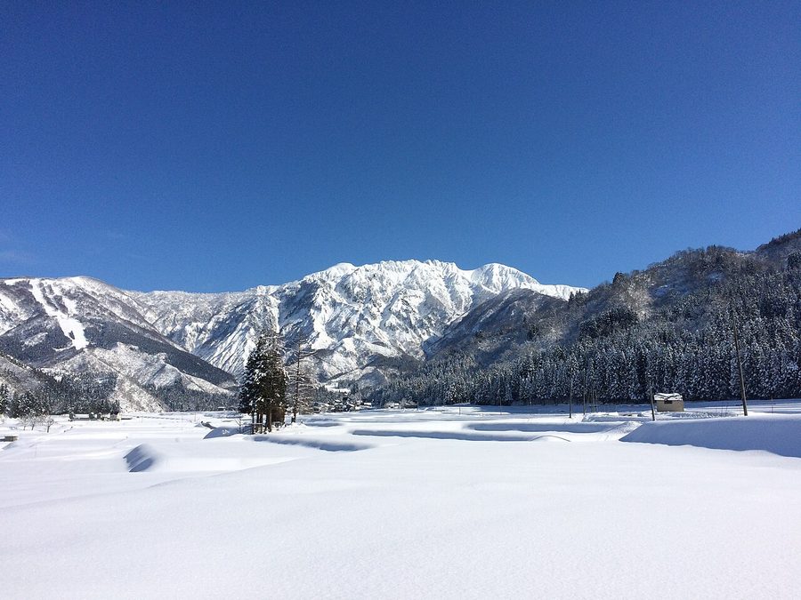 雪に覆われた八海山