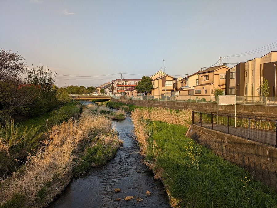 神宝町、黒目川と落合川の合流部