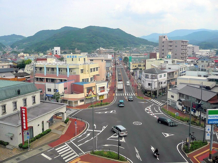 水俣市中心部の街並み