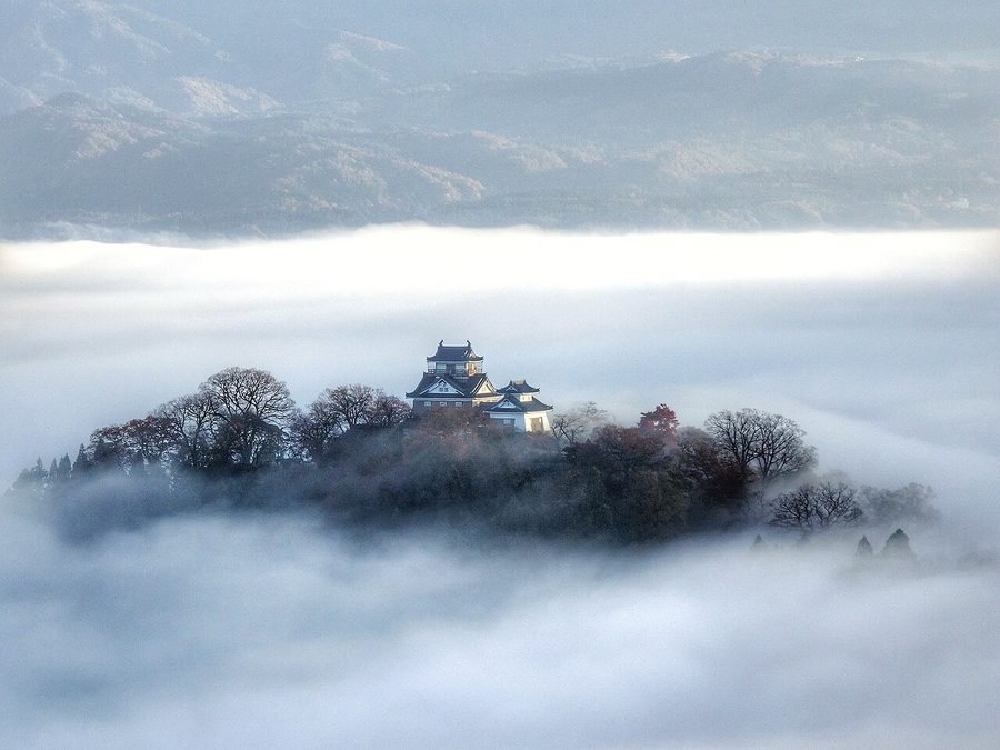 霧に包まれた越前大野城