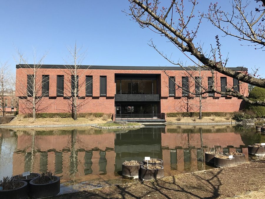 石橋文化センターの楽水の池と久留米市美術館