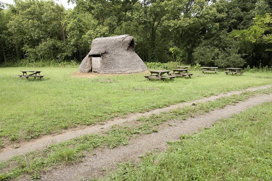 陸平貝塚公園にある復元された竪穴住居