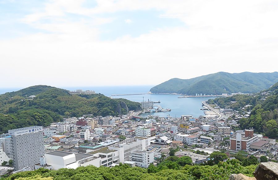 清水山から望む厳原市街地