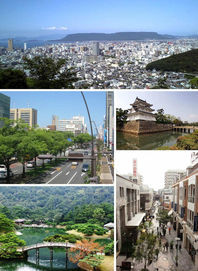 高松市の風景を組み合わせた合成写真