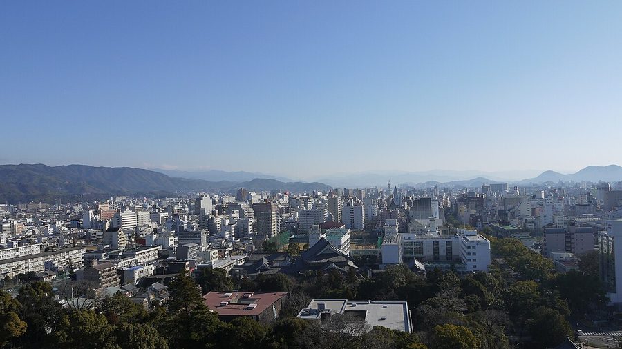 高知城天守から見た高知市街地
